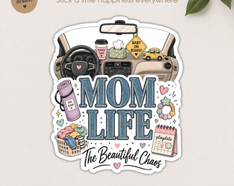 Funny Mom Life Sticker Sarcastic Motherhood Decal, Cute Vinyl Sticker for Water Bottle, Laptop, or Planner, Relatable Mom Gift