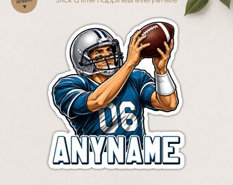 Custom Football Player Name Sticker Personalized Football Sports Name and Number