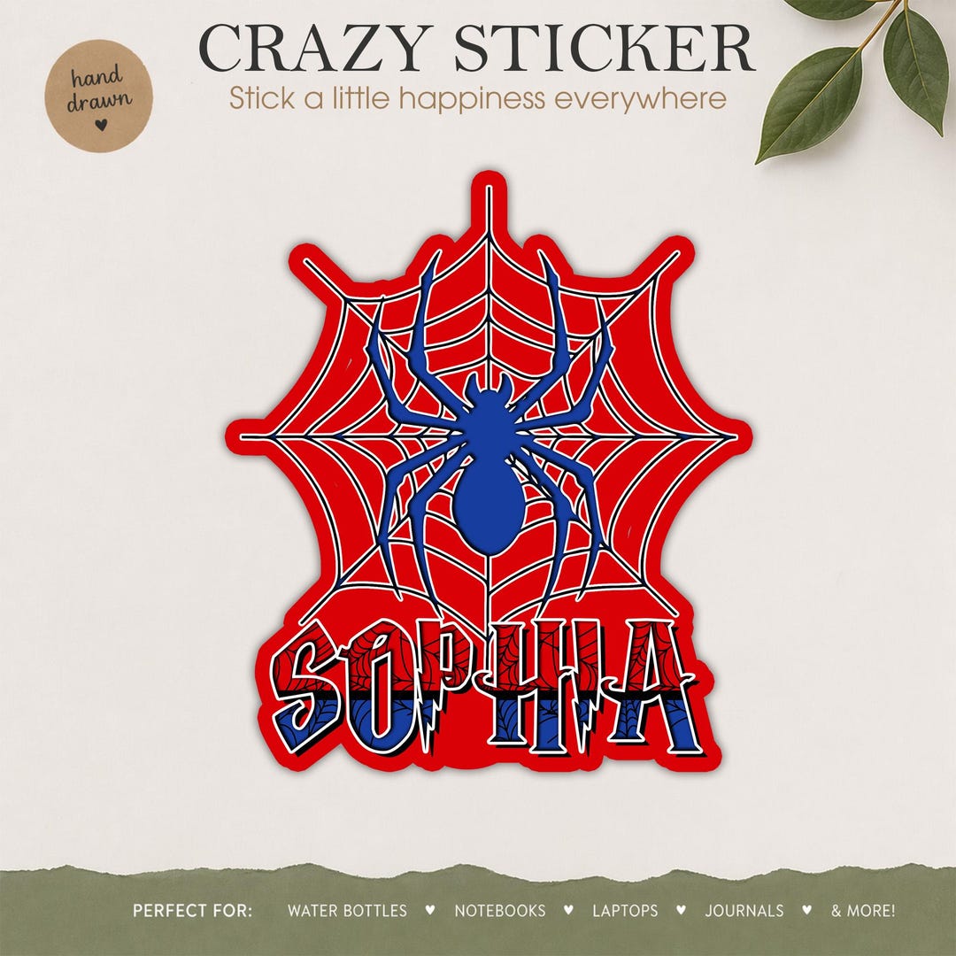 Custom Spider Name Sticker Personalized Text Spiders Web Nurseryl ...