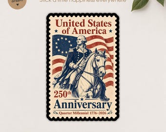 250th Anniversary Sticker, 1776 2026 America Semiquincentennial Decal, Patriotic Freedom Celebration Gift