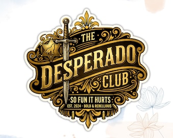 The Desperado Club Sticker, Sci-fi Book Lover Princess Donut Gamer Book Lover Bookish - Vinyl Die Cut Waterproof Stickers for Water Bottle