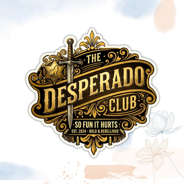 The Desperado Club Sticker, Sci-fi Book Lover Princess Donut Gamer Book Lover Bookish - Vinyl Die Cut Waterproof Stickers for Water Bottle