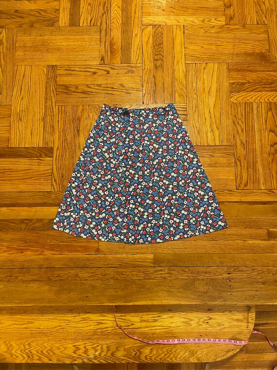 Funky 70’s Women’s Skirt Blue Flower Red Floral C… - image 9