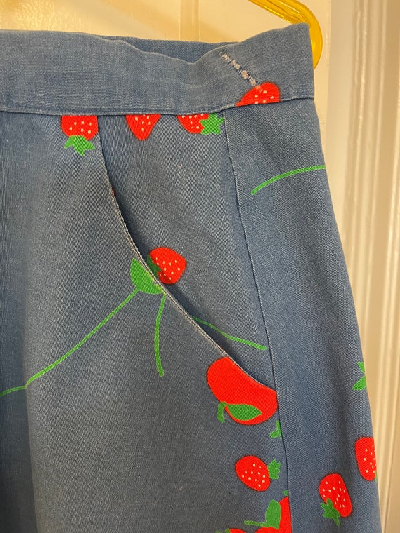 Vintage Strawberry A Line Skirt 70’s Sweet Denim … - image 3