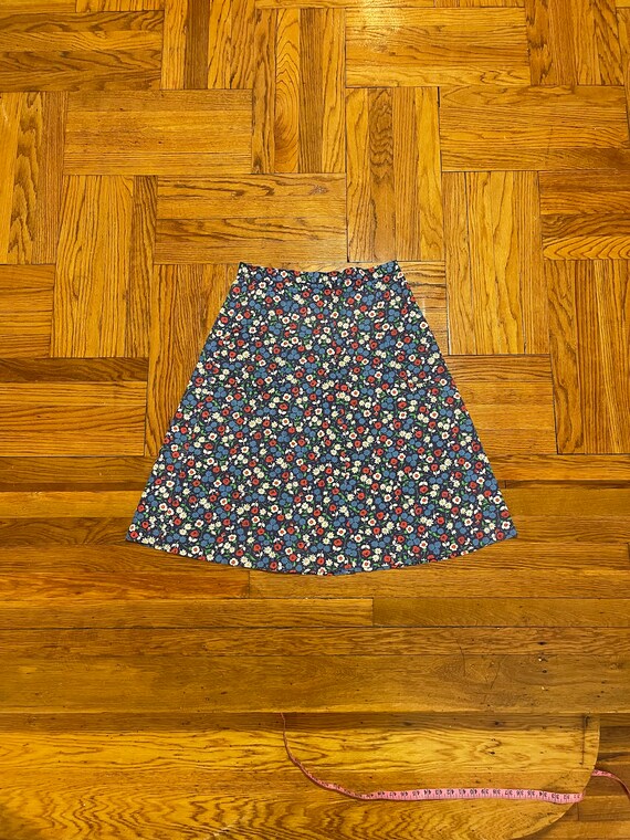 Funky 70’s Women’s Skirt Blue Flower Red Floral C… - image 10