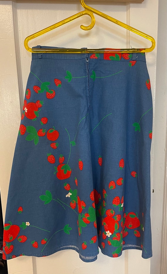 Vintage Strawberry A Line Skirt 70’s Sweet Denim … - image 2