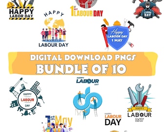 Labour Day PNG Bundle | Workers Quotes & Clipart | May 1st Sublimation Designs.