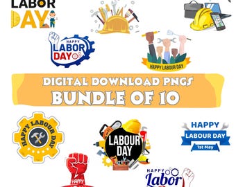 Labour Day PNG Bundle | Workers Quotes & Clipart | May 1st Sublimation Design.