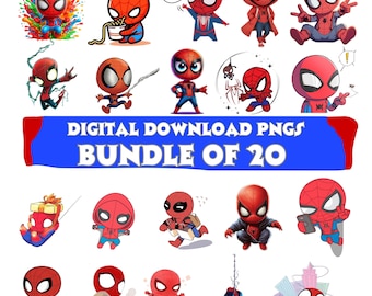 Spider Superhero PNG Bundle | Comic Style Clipart, Web Slinging Hero (Digital Download)
