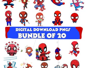 Spider Superhero Clipart Bundle | Comic Style Web Slinger PNG (Digital Download)