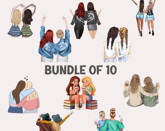 Besties PNG Bundle | Friendship Quotes PNG | Girls Squad & BFF Clipart Set.