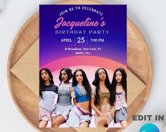 Editable Pop Star Birthday Invitation | Trendy Girl Group Music Party (Digital Invite)