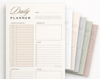 Minimalist Daily Planner Printable  5 Colors Schedule Template