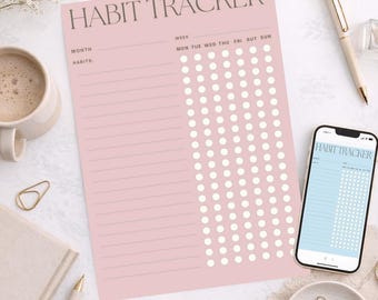 Minimalist 30 Day Habit Tracker  Daily Routine Planner Goal Tracker (Digital Download)