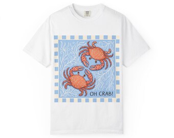 Crab Graphic T-Shirt | Coastal Summer Beach Tee, Ocean Vibes Unisex Cotton Shirt