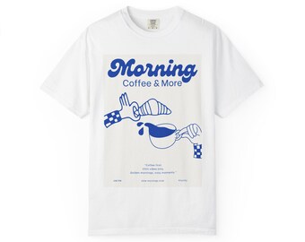 Morning Coffee Club Graphic Tee, Cozy Café Vibes Cotton Shirt
