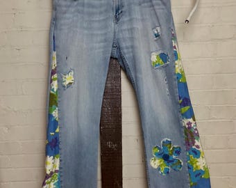 1970 pillow & blanket upcycled Jeans