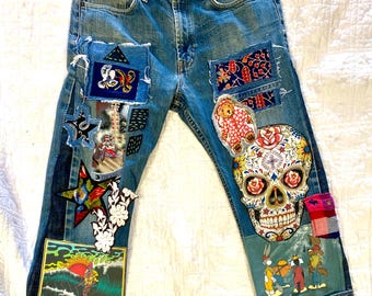 FUNKY one of a kind patchwork jeans