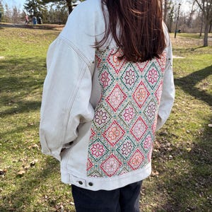 Oversized embroidered and Studded Jean Jacket