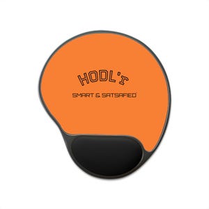 HODL'r. SMART & NÖJD | Bitcoin Orange Musmatta med Ergonomiskt Handledsstöd | Kryptogåva 135