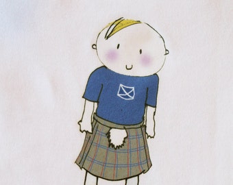 Wee Man Scottish babygro or tshirt - Personalised babygro- Scottish design with kilt