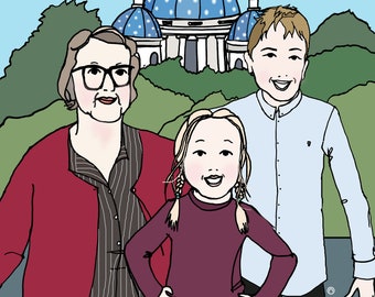 Ritratto di famiglia - 3 persone - Arte originale