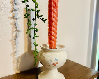 Vintage International China Marmalade Goose Candlestick Holder Speckled Stoneware Farmhouse w Votive Insert