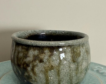 Handmade Ceramic Tea Cup, Green Glazed Pottery Cup, Rustic Stoneware Mug, Unique Handmade Drinkware