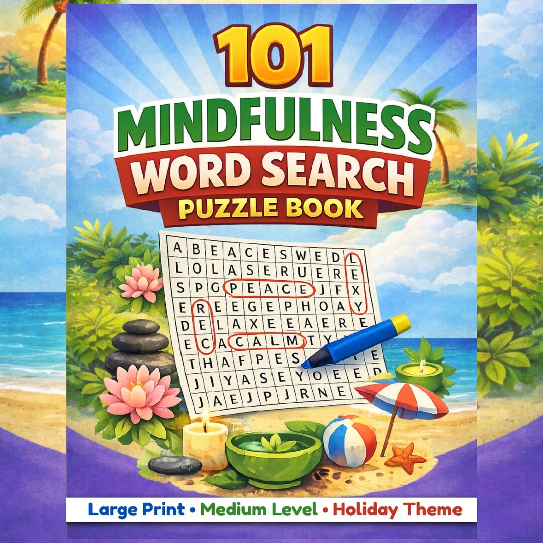 101 Mindfulness Word Search Puzzle Book- Large Print. Medium Level ...