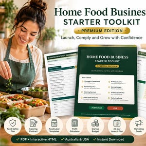 Home Food Business, Catering Starter Toolkit, Australia & USA, PDF + Interactive HTML, Digital Download