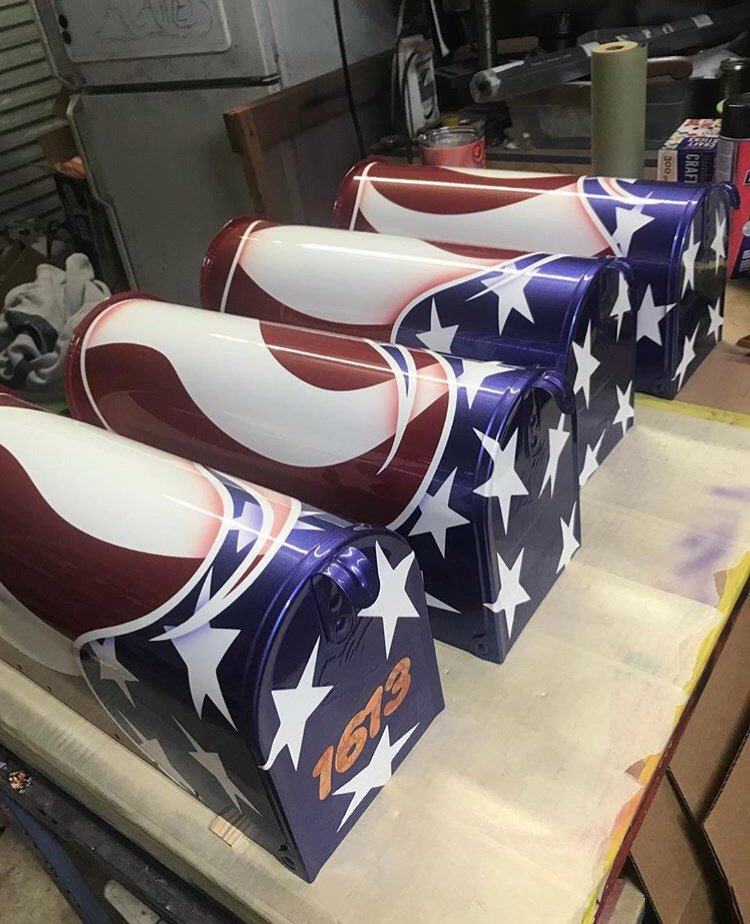 Custom Painted American Flag Mailbox