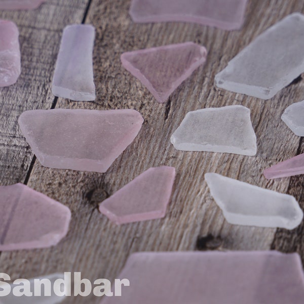 Pink Glass Seaglass Broken Glass Pieces Tumbled Smoothed Pink & White Glass Craft Supply Beach Decor Man Made Frosted Sea Glass - TheSandbar