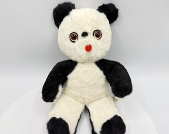 Vintage IDEAL Toy Corp Panda Bear Plush Musical Wind Up Go To Sleep Little Baby