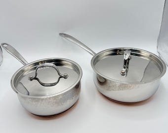 Chefmate Premium 1 & 1.5Qt Stainless Steel Copper Bottom Saucepan Pot Cookware