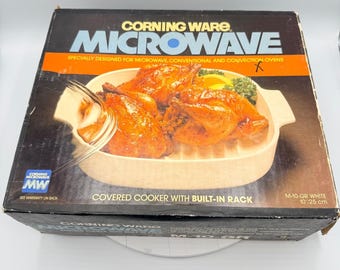Vintage Corningware Microwave 10" Covered Cooker w/Built-in Rack M-10-GR NEW