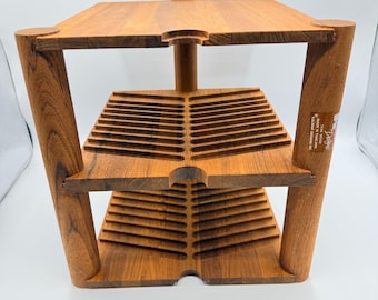 Vintage Kalmar MCM Mid Century Teak Wood Interlocking 40 CD Holder