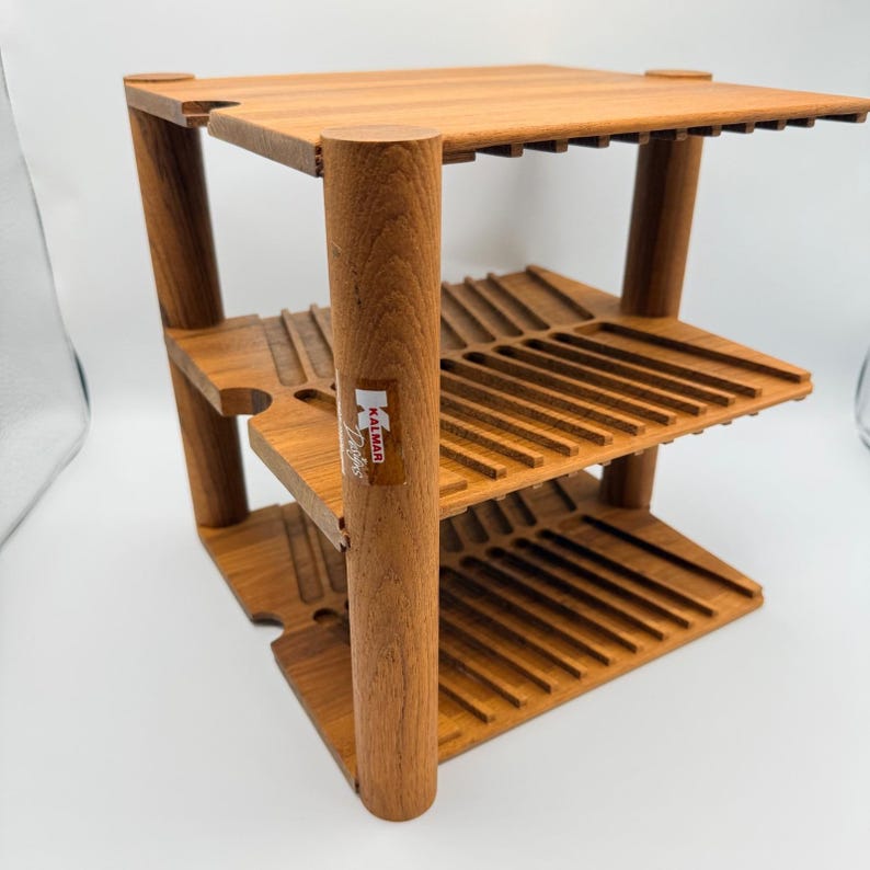 Vintage Kalmar MCM Mid Century Teak Wood Interlocking 40 CD Holder Rack ...