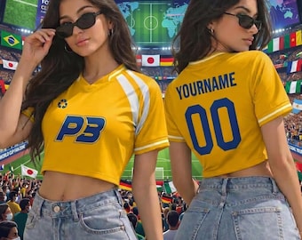 Lisa Inspired Soccer Crop Top, 2026 World Cup Football Jersey for Women, Y2K Blokecore Shirt, Kpop Idol Concert Outfit, Custom Sports Tee