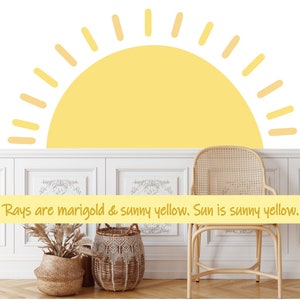 Half Sun Wall Decal - Boho Half Sun Wall Sticker Decal - Peel and Stick Decals - SD221