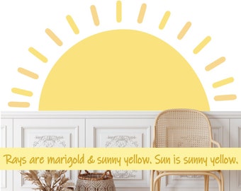 Half Sun Wall Decal - Boho Half Sun Wall Sticker Decal - Peel and Stick Decals - SD221