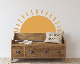 Half Sun Wall Decal - Boho Half Sun Wall Sticker Decal - Peel and Stick Decals - SD221