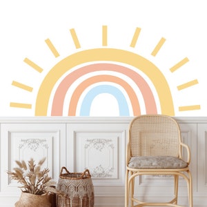 Half Sun Wall Decal - Boho Half Sun Wall Sticker Decal - Peel and Stick Decals - SD243