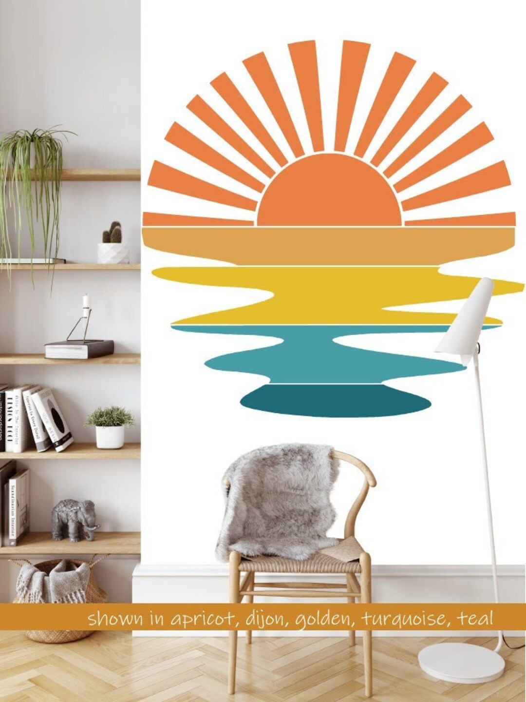 Sun Decal Boho Sun Water Wall Sticker Decal Peel and Stick Decals Etsy