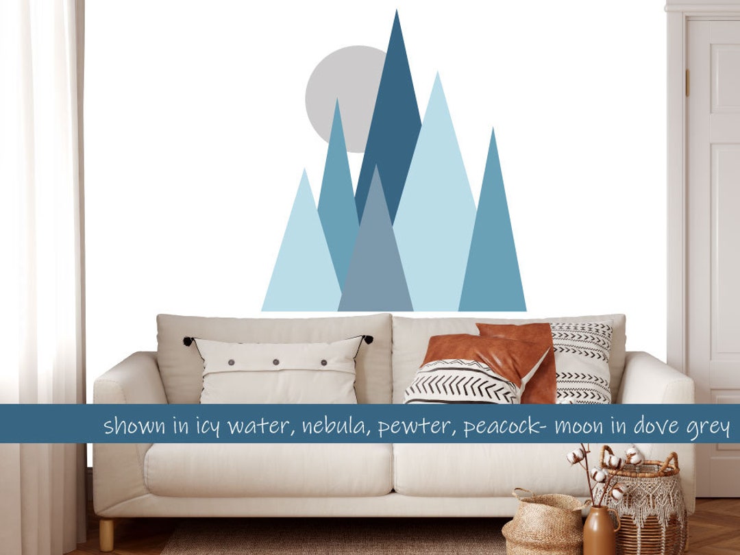 Boho Wall Decal Modern Wall Decal Sticker Mountains Decal Peel and ...