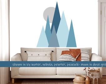 Boho Wall Decal - Modern Wall Decal Sticker - Mountains Decal - Peel and Stick Decals - SD248