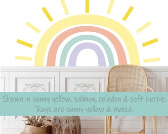 Sun Wall Decal - Half Sun Wall Sticker Decal - Peel and Stick Decals - SD243