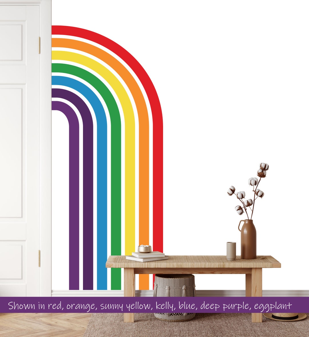 Rainbow Arch Wall Decal Boho Stripe Arch Wall Decal Sticker Peel and