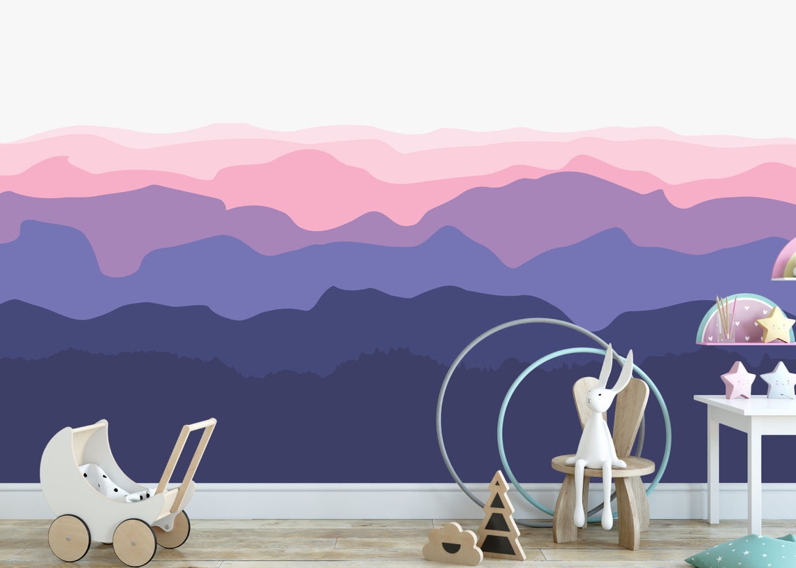 Mountain Decal Mountain Mural Decal Nursery Decal Boho Etsy