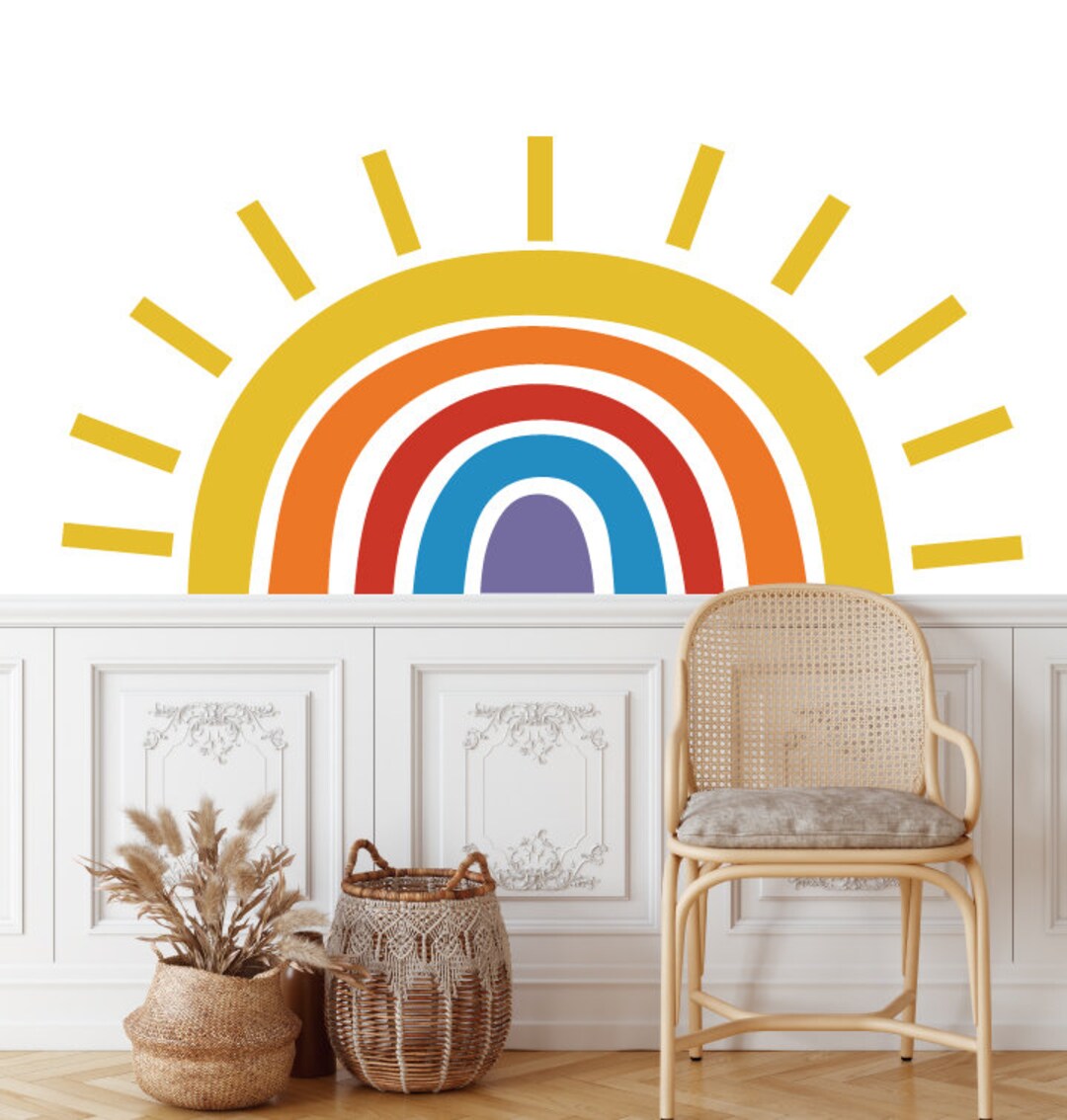 Sun Wall Decal Boho Rainbow Decal Peel and Stick Decals SD243A - Etsy