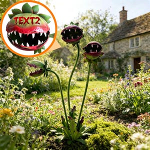 Custom Carnivorous Plant Garden Stake,Whimsical Metal Flower Yard Art,Gothic Garden Decor,Funny Outdoor Garden Sculpture,Halloween Decor